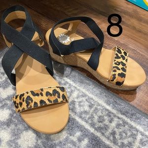 YellowBox Abbylee Leopard Wedge Sandals size 8 NWOT/Box